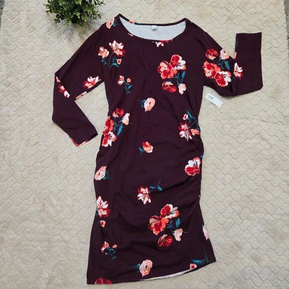 Old Navy Bugundy Floral Scoopneck Dress, Size 1X NWT - Picture 2 of 9